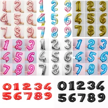 

16 / 32inch 1Pcs Foil Balloon Number 0 1 2 3 4 5 6 7 8 9 Boys Girls Birthday Party Pink Blue Balloons Party Supply