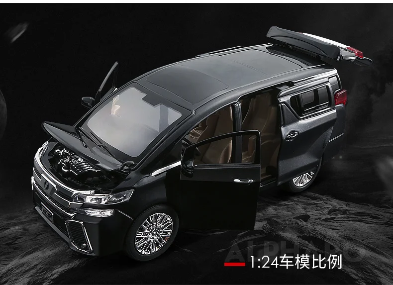 Новинка 1:24 1:32 Toyota Alphard Роскошная бизнес-модель автомобиля из сплава с откидной спинкой литые игрушечные транспортные средства 6 дверей можно открыть