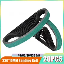 Correia abrasiva para moedor de cinto de metal, tamanho mini opcional 40 #60 #80 #330 # para moagem de faca, 20 peças 120*10mm z/a 577f