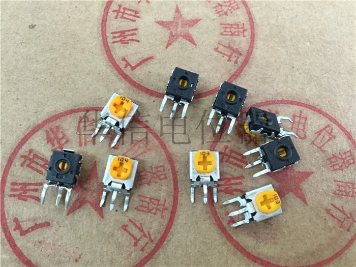 40pcs 063 adjustable potentiometer 10K 100K for Panasonic / horizontal yellow head adjustable potentiometer 063