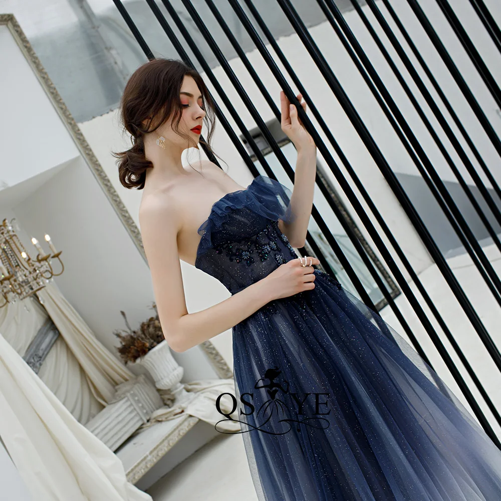 QSYYE ever pretty Длинные Выпускные платья Тюль возлюбленная vestidos largos украшенное бисером с длиной до пола формальное вечернее платье вечерние платья