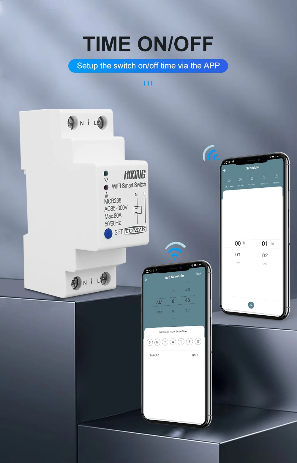 2p 80a trilho din interruptor de interruptor