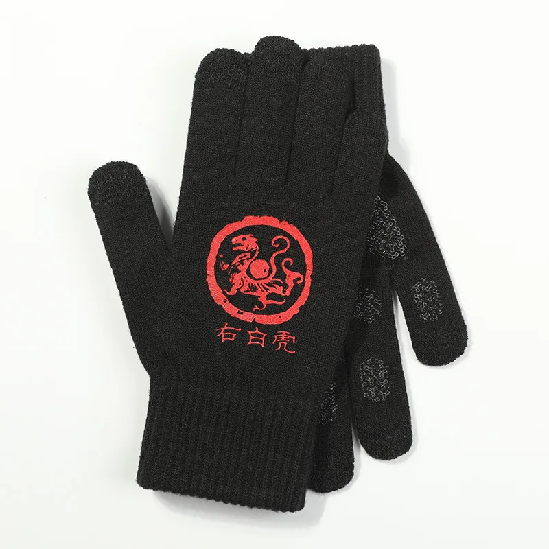 The tide of knitted gloves men's autumn and winter outdoor fleece warm touch screen anti-slip fashion tide riding and driving - Цвет: Бежевый