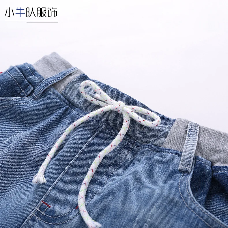 

2018 Summer New Arrival BOY'S Six Points Jeans Style Printed with Holes Trend Jeans