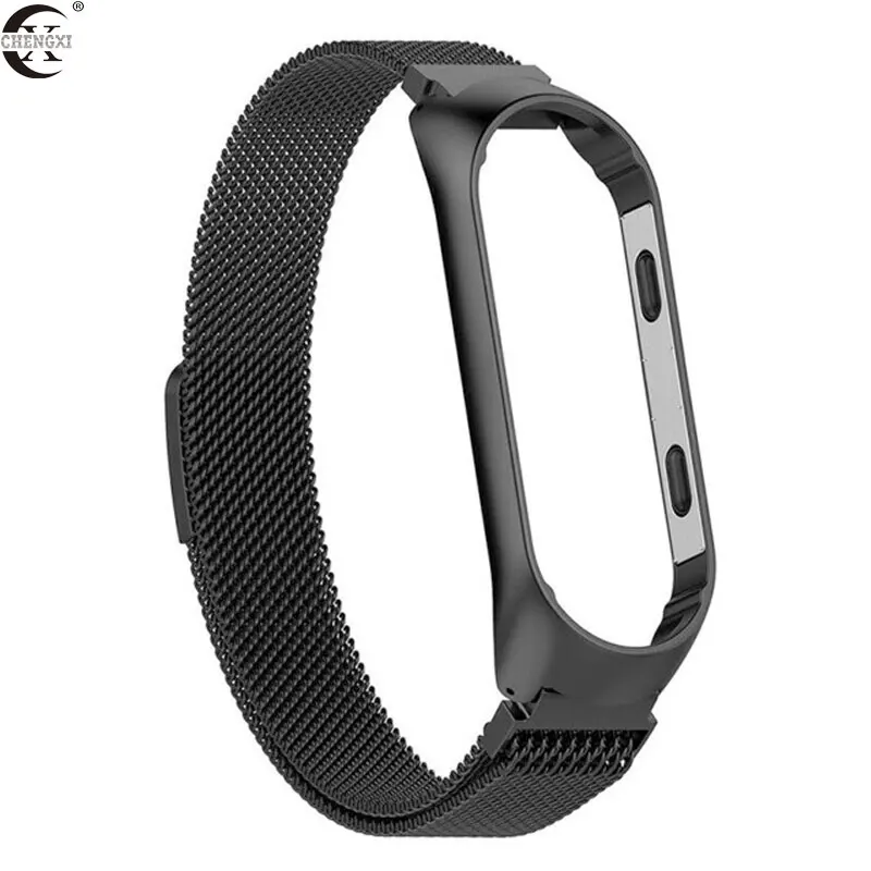 Mi lanese ремешок+ рамка для Xiaomi mi 4 ремешок для Xiaomi mi 3 браслет для mi band 3 M3 M4 металлические браслеты из нержавеющей стали аксессуары
