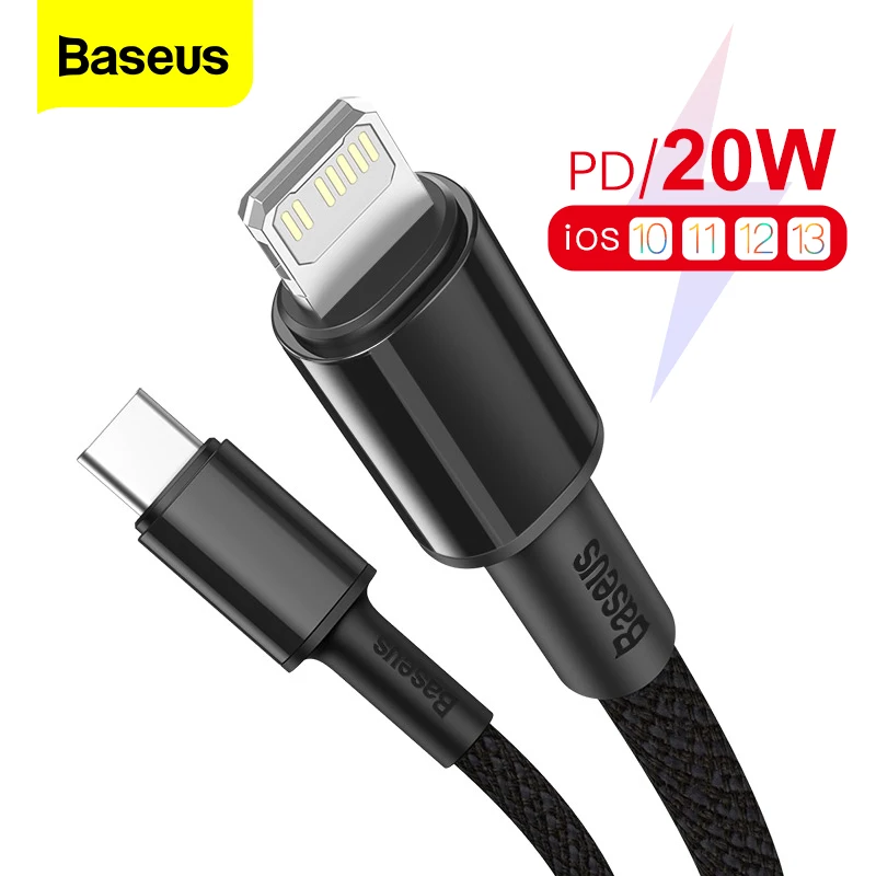 Кабель Baseus PD 20 Вт USB Type C для iPhone 13 12 Pro Max 11 X быстрая зарядка iPad Air 2020 кабель зарядки