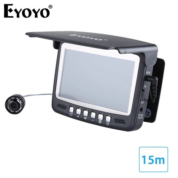 15M Cable NO DVR Самый! Eyoyo 15м камера рыбоискатель подводная рыбалка 1000TVL подледный лов запись видео DVR 8 инфракрасные светодиоды+солнцезащитный козырекr+ 4G TF карта - Цвет: 15M Cable NO DVR
