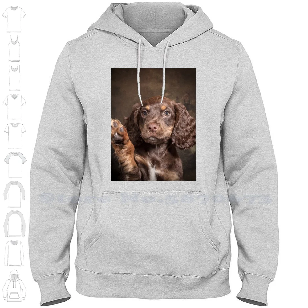 thumbnail image 1 of Sudadera con capucha Charlie Wave 100 % algodón, cachorro cocker spaniel, perro de trabajo Wave, color marrón chocolate, 1 of 5
