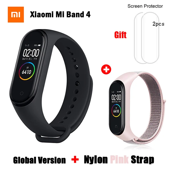 In stock Original Xiaomi Mi Band 4 Smart Watch Mi Band 4 Global Version Fitness Heart Rate Music Wristband Ship in 24 hours - Цвет: GB add Nylon 2