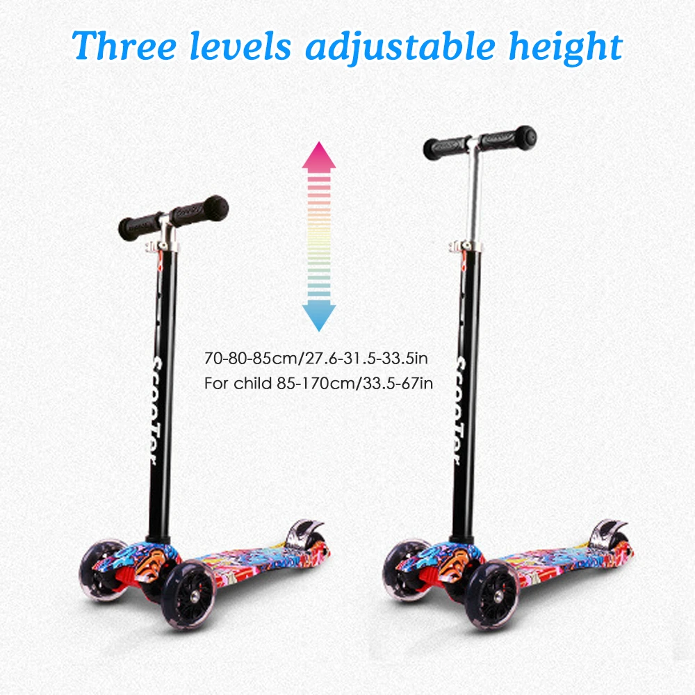 Foldable Scooter for Kids 3 Wheel Scooter with Light Up Wheels Kick for 3-8 Year Adjustable Height Lightweight