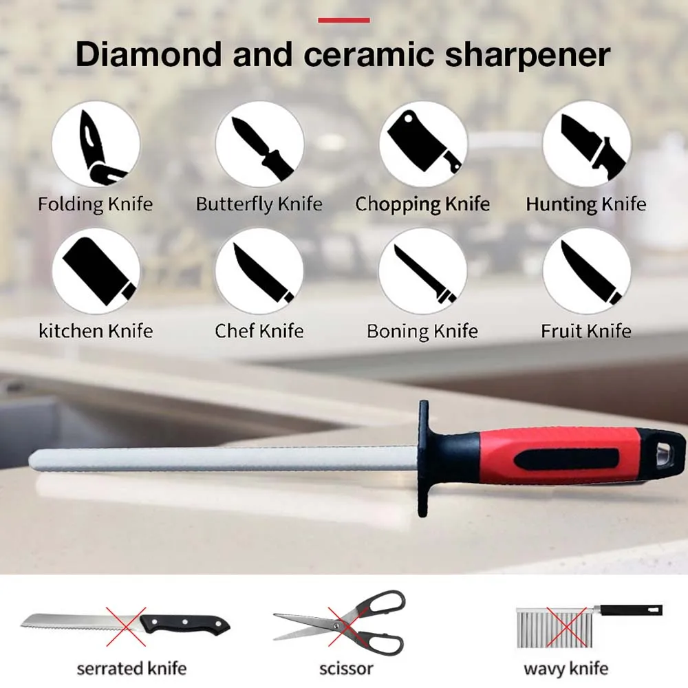 DMD Профессиональный 10 дюймов Керамика Diamond заточка для Кухня Ножи DMD-1929 H3