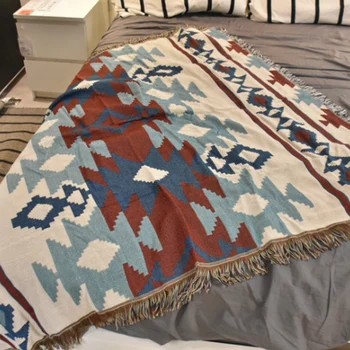 

Indian Navajo Geometric Knitted Throw Thread Blanket Bed Sofa Plaid Soft Towel Bed Sheets Tapestry Dorm Decor Cobija Cobertor