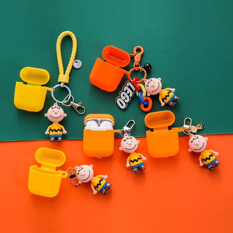 

Cute Korean Silicone Case for Apple Airpods Case 1 2 Protect Accessories Bluetooth Earphone Bag Key Ring Smile Boy Doll Keyring