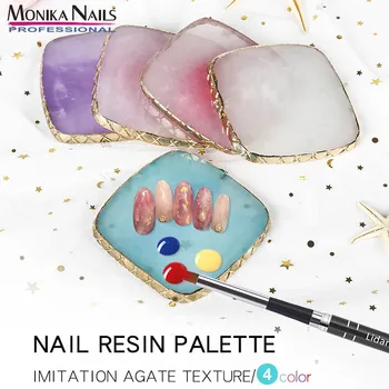 

Square Color Gel Nail Polish Draw Holder Shelf Palette DIY Art Resin Agate Nail Palette Display Board Tool Natural Resin Agate