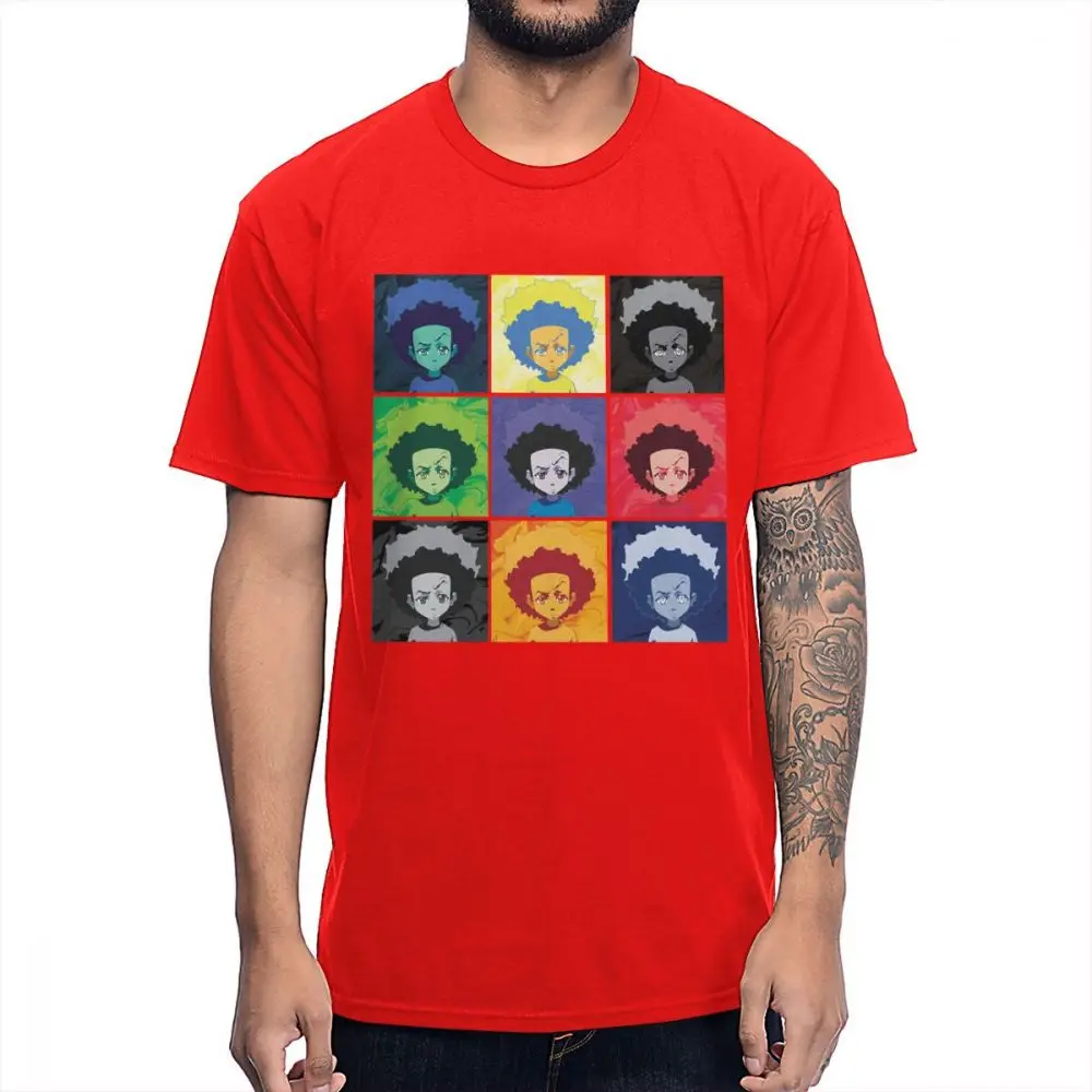 Мягкий тонкий Craig Smokey Boondocks Huey футболка для мужчин Ретро стиль милый Классический круглый вырез Homme футболка - Цвет: Красный