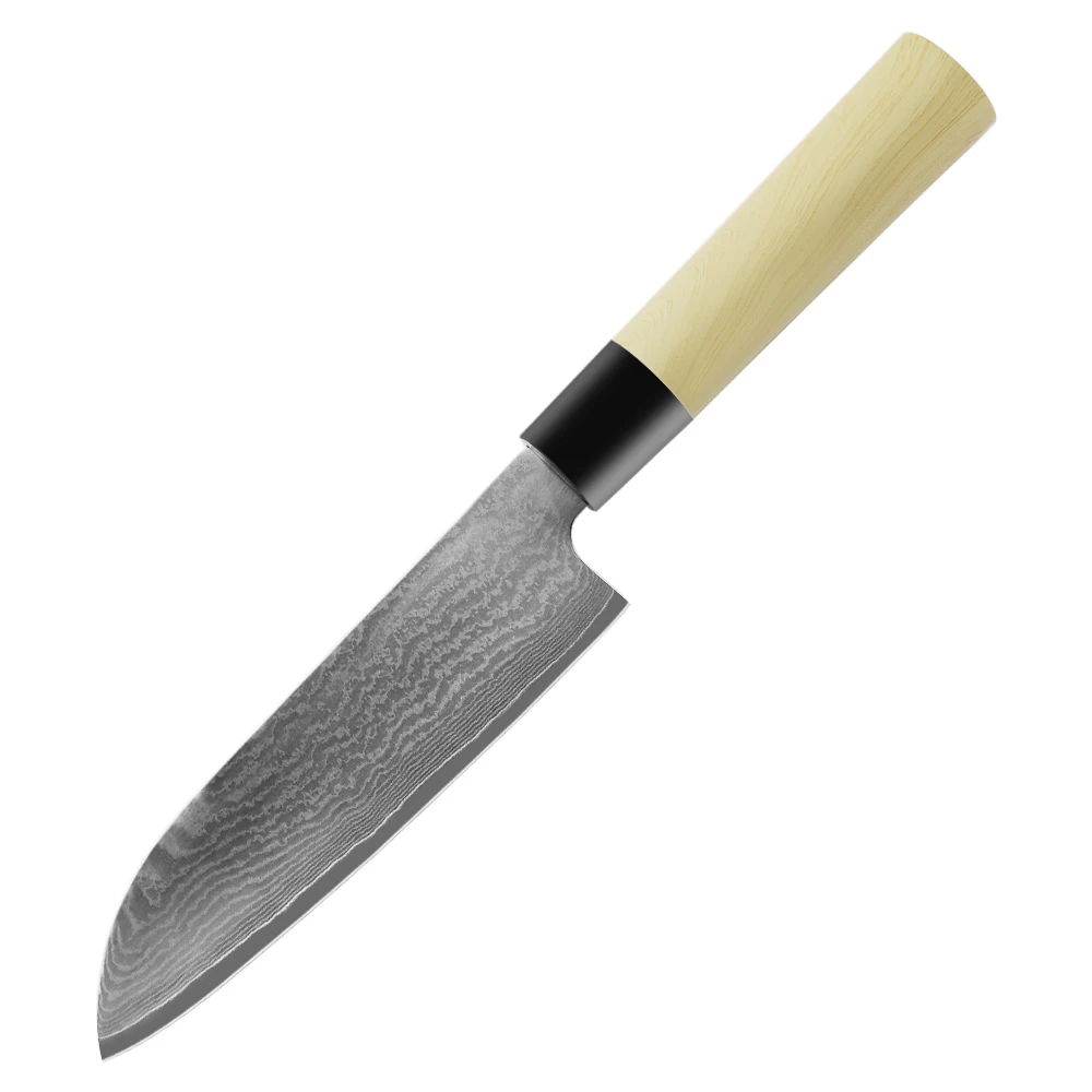 Нож шеф повара Santoku японские лезвия из дамасской стали VG10 с деревянной ручкой|Кухонные ножи| |