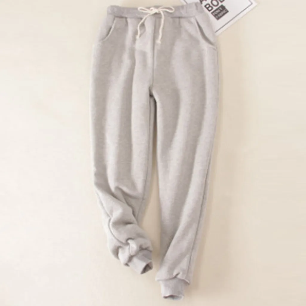 Женские однотонные спортивные штаны, Большие широкие свободные штаны, утепленные тонкие теплые брюки, женские джоггеры, уличная одежда