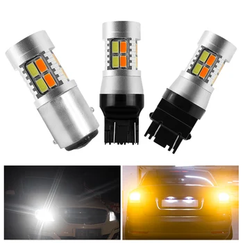 

DERI 2x 1157 BAY15D T25 3157 T20 7443 Dual-color Switchback White Amber 20smd 5730 LED Bulbs Turn Brake Signal Lights
