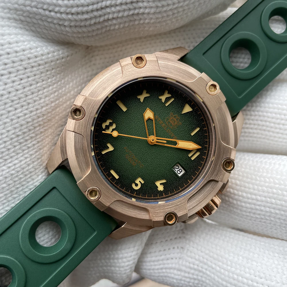 SD1943S 1000M Waterproof Watch STEELDIVE Original Design Screw-Bronze Bezel Spark Green Dial Swiss Super Luminous Bronze Watches блеск для губ belor design super stay million kisses тон 212