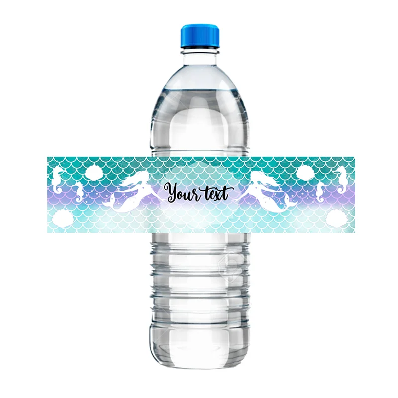 Party Decorations Party Supplies Custom Stickers Mermaid Party Decor Bottle Wraps Birthday Name Water Bottle Label Personalized Stickers Baby Shower Baptism Party Favor