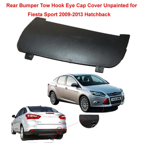 Car Rear Bumper Tow Hook Eye Cap Cover Fit For Fiesta MK6 2009-2013 sport Hatchback