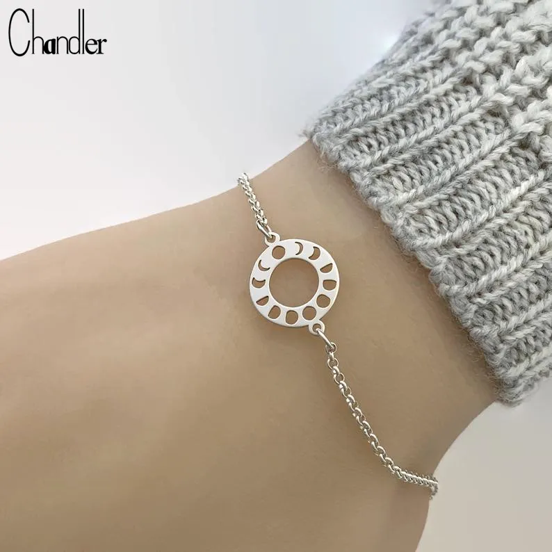 Chandler Silver Plated Lunar Cycle Bracelet Moon Braceles Moon Phase Celestial Jewellery Moon Phase Simple Fashion  Pulseira