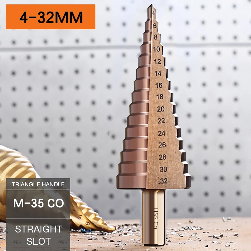 OMY 4-12/20/32 мм HSS-CO/M35 Сталь большой шаг конус Треугольники хвостовик с металлическим покрытием сверло из высокопрочной стали дыропробивной пресс - Цвет: 4-32MM