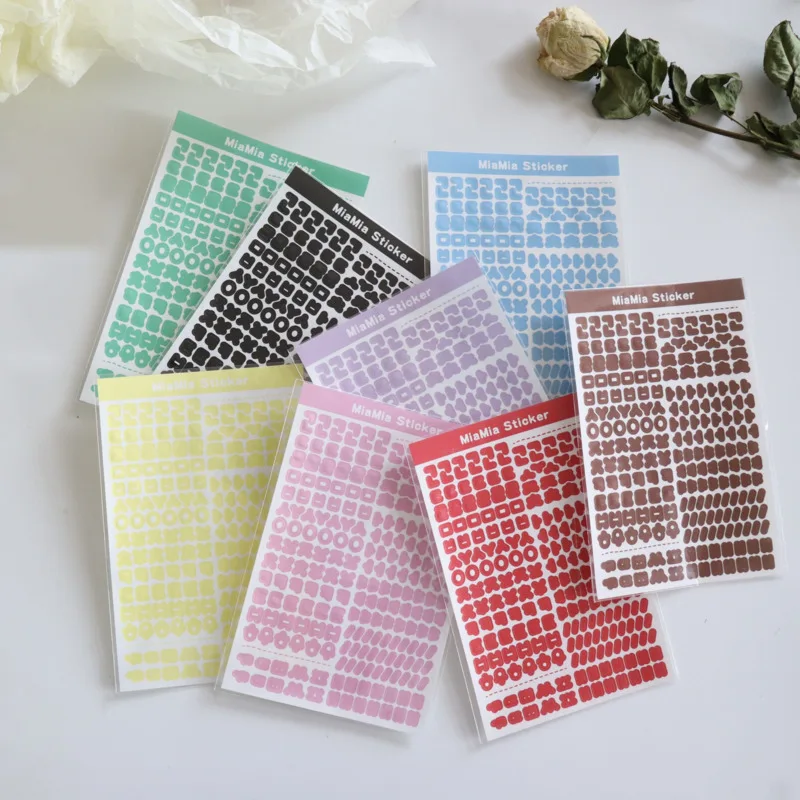 

Ins Color Korean Characters Cute Stickers Transparent PET Stationery Source Material Creative Decorative Sticker DIY Collage