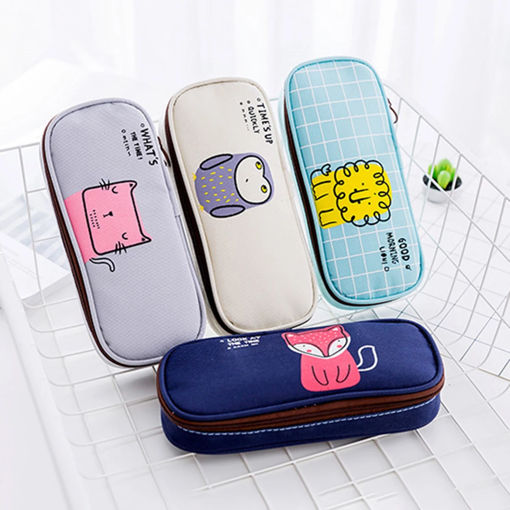 Pencil Case Cute High Capacity Pencil Pouch Stationery Organizer Multifunction Cosmetic Makeup Bag School Office Supplies Zipper