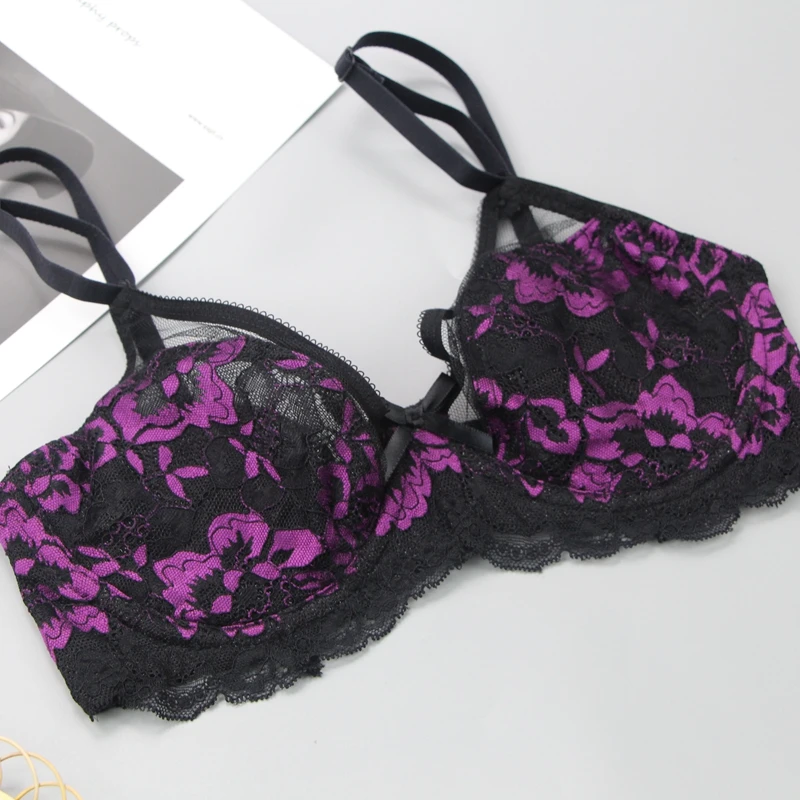 2022 nuove donne sexy biancheria intima BCDE tazza reggiseni mutandine Set trasparente ultra-sottile spesso sfoderato Plunge Plus Size Lingerie_voghion.com