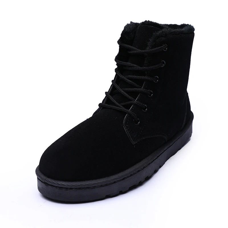 2021 Winter New Korean Version Plus Velvet Warm Snow Boots Men Short Tube Cotton Boots Lace-up Boots Cotton Shoes