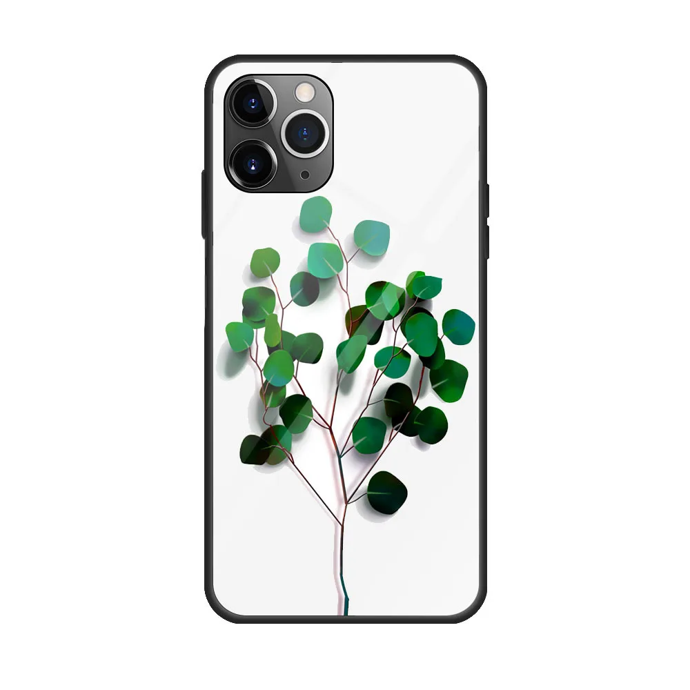 1105 For iPhone 11 Pro MAX X XS XR Nice Starry Sky Flower Tempered Glass Cover For iPhone 7 8 Plus 6 6s Colorful Cases Coque - Color: 1105
