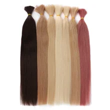 Human-Hair Braiding-Bundles No-Wefts Bulk for 100g 18-To 26inch Silky Russia Remy Straight