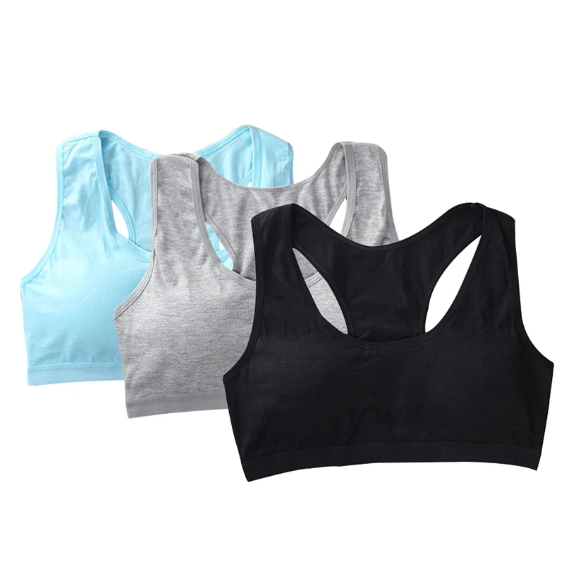 2PC Kids Bras Girls Training Teenage Sport Breathable Puberty Underwear Full Cup Bra Vest Tube Tops 8-16T Cotton | - Цена: 422,70 руб. / lot