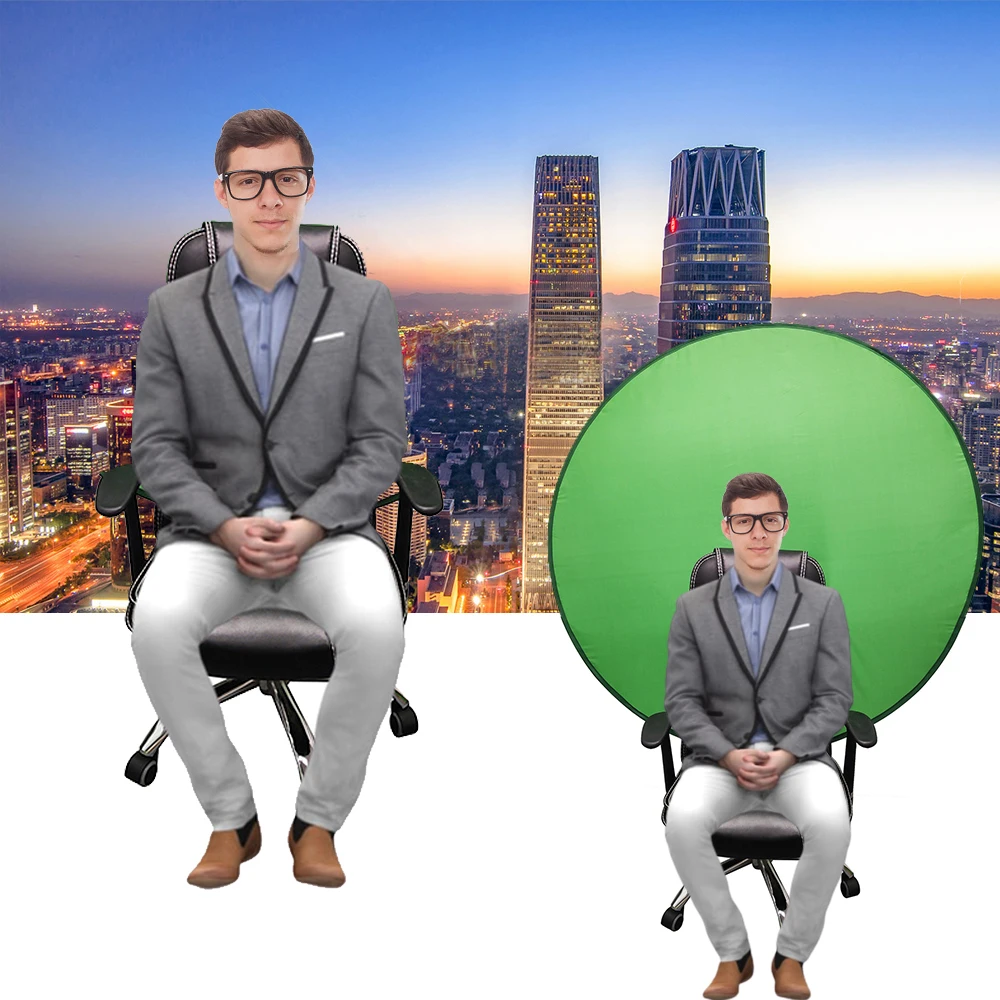 

Green Screen Backdrops Photography Background Portable Fold Reflector for Live Broadcast YouTube Video Studio Round 142cm 56inch