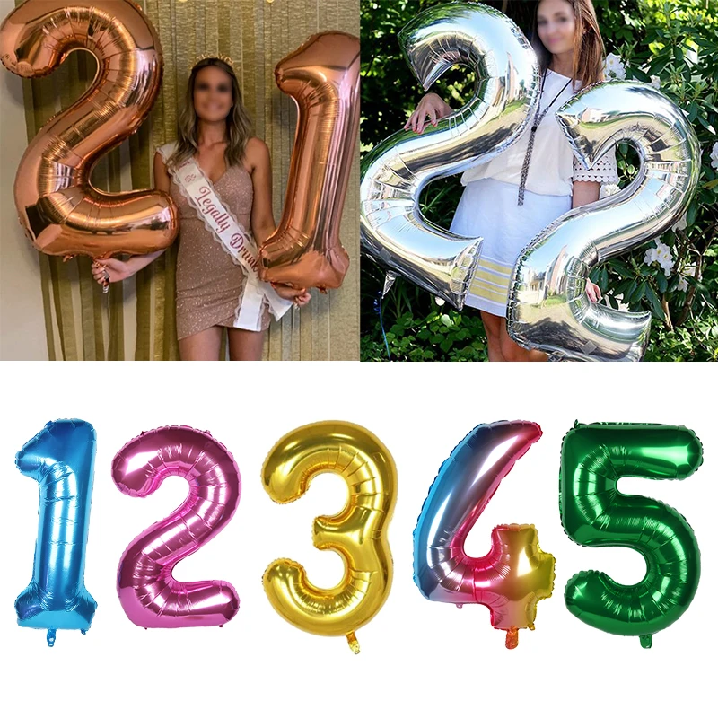 

32/40inch Big Birthday Balloons Globos Balls for Birthday Adult Kids Anniversary Party Decorations Number Balloons Toys Figures