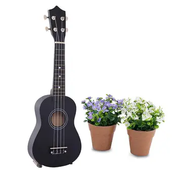 

21" Soprano Hawaiian Guitar 12 Frets Ukulele Uke Concert Instrument Black