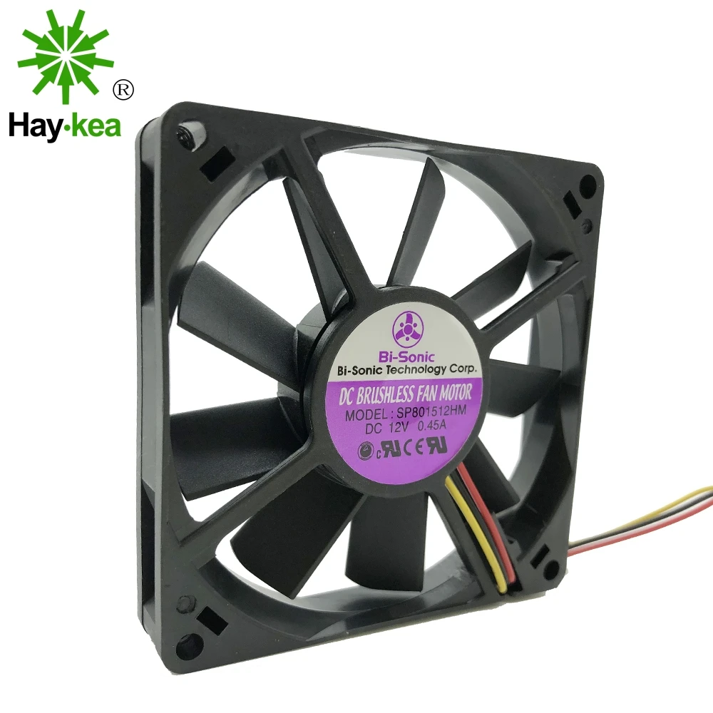 

For Bi-Sonic SP801512HM DC 12V 0.45A 3 line 8015 8CM 80*80*15MM Large air volume ultra-thin chassis fan 3PIN WIRES