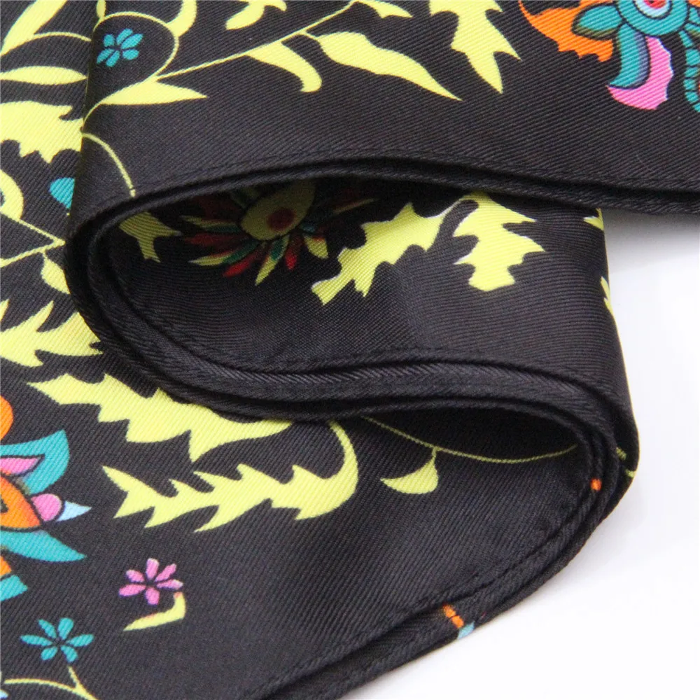POBING Twill Seide Schal Frauen Schals Wald Tiere Drucken Stolen Bandana Halstuch Hijab Platz Schals Wraps Seide Foulards 130CM – Detail 12
