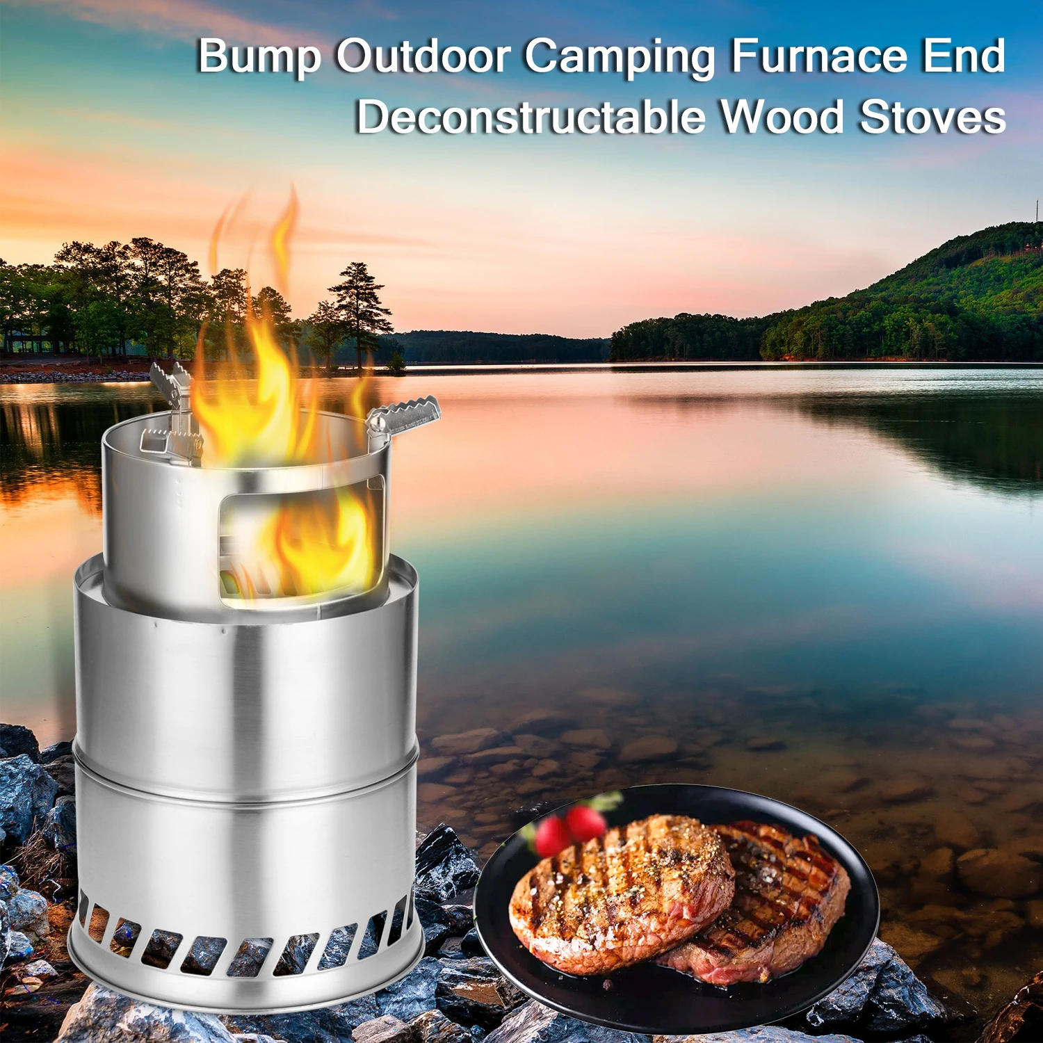 Bump Outdoor Camping Furnace End Deconstructable Wood Stoves Picnic Barbecue Stoves Cross Border Detachable Wood Burner