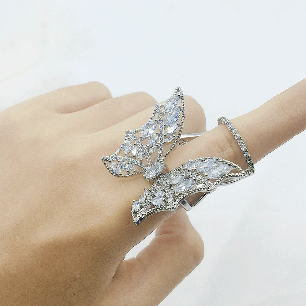 Подвижное кольцо бабочка открытые регулируемые Роскошные хрустальные большие