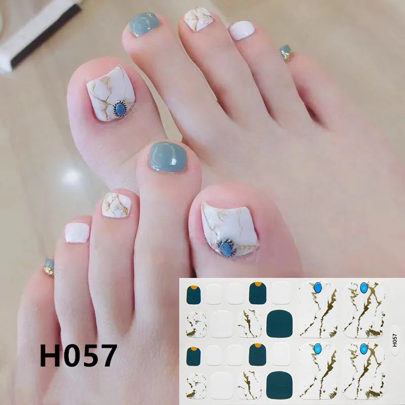 22 стикера корейского дизайна для ногтей, полное покрытие, водонепроницаемые наклейки для ногтей, блестящие наклейки для ногтей - Цвет: H057