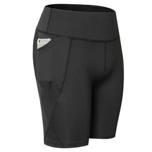 Удобные уличные домашние шорты для йоги с боковыми карманами для контроля животика, тренировочные Леггинсы для йоги и бега EDF88