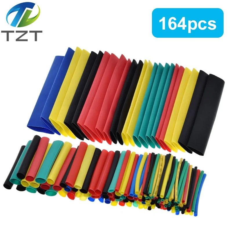 Polyolefin Shrinking Assorted Heat Shrink Tube Wire Cable Insulated Sleeving Tubing 164pcs Set 8 Sizes 2:1 heat shrink tubing