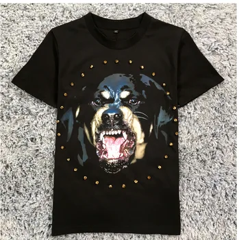 

2019 Men Summer Clothes Dog Head Printed T-shirt Fashion Loose Short Sleeve O Neck Cotton 100% Streetwear Camisetas Hombre B02