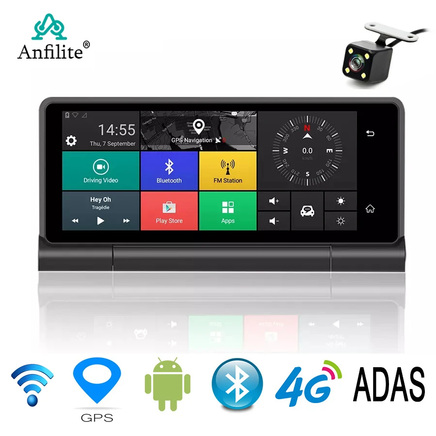 Anfilite 4G 6 86 &quotАвтомобильный gps навигатор Android 5 1 ADAS Bluetooth Full HD 1080P Автомобильный