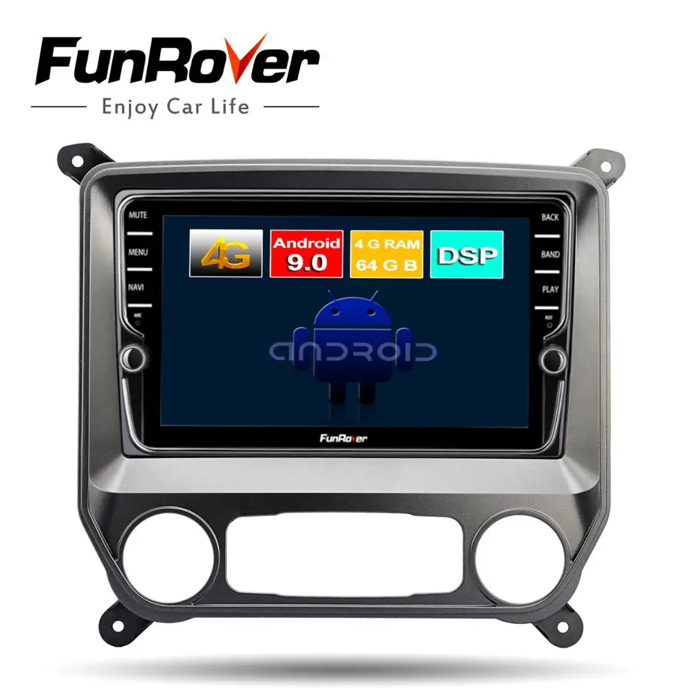 Perfect Funrover 8 cores android 9.0 2 din car dvd player For Chevrolet Silverado 2014-2019 stereo multimedia radio gps navigation navi 1