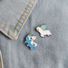 Wish Hot Sales Hot Selling Cute Playful Anime Cartoon Unicorn Pegasus Brooch Europe And America Foreign Trade Wholesale