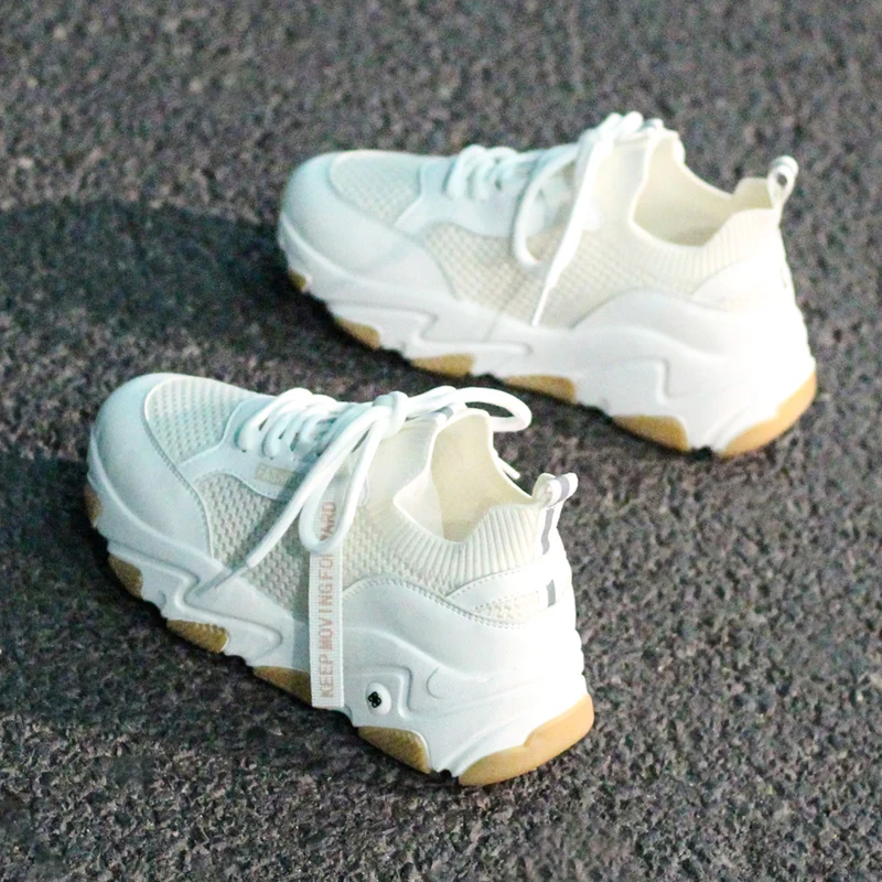 

Women Chunky Sneakers Vulcanize Shoes Female Daddy Shoes Black White Platform Thick Sole Running Casual Shoes Woman Creepers