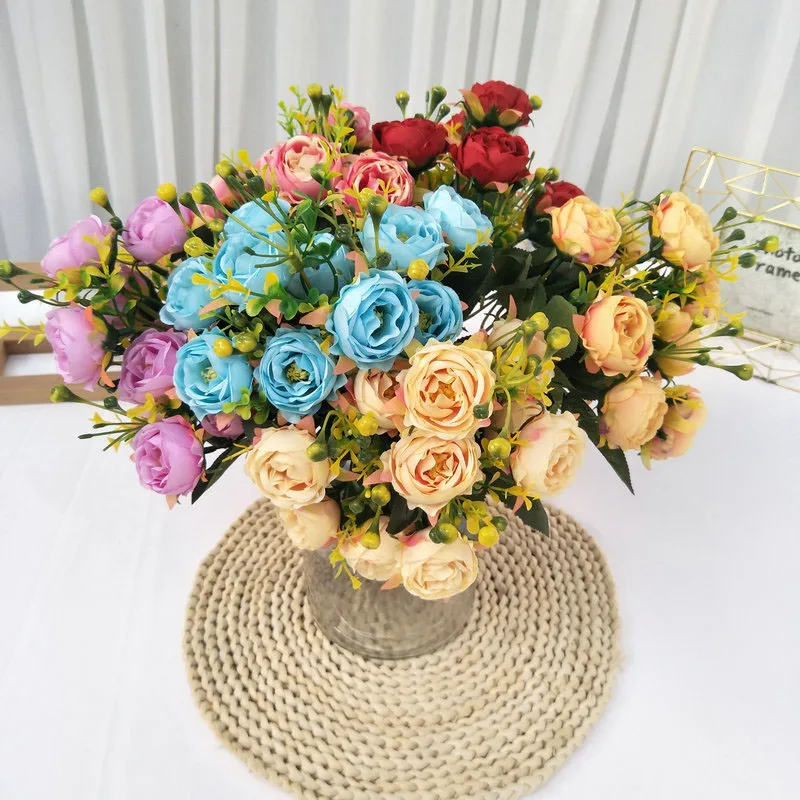 

Beautiful Gypsophila Peony Artificial Silk Flowers Small Bouquet Flores Home Party Spring Wedding Decoration Mariage Fake Flower